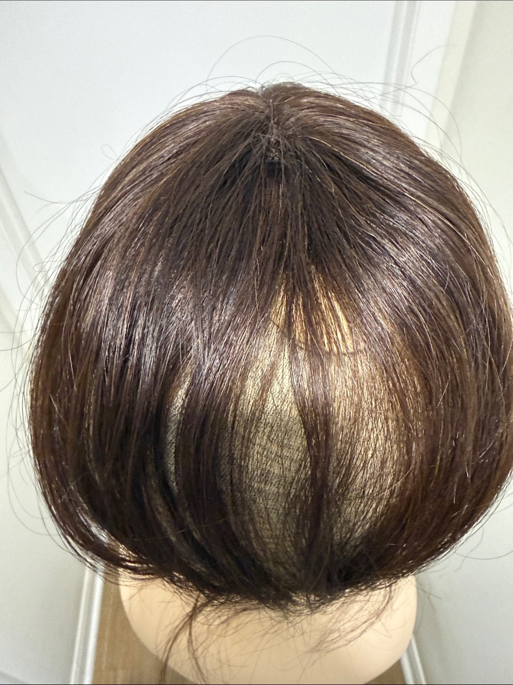 💯% 10” HUMAN HAIR Topper with Eyelashes and Wear/Care Instructions in Dark Brown - Picture 5 of 11